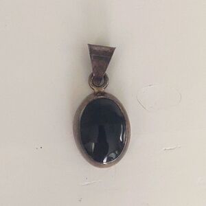Nice Genuine Silver Black Onyx 2 Inch Pendent,No Chain.